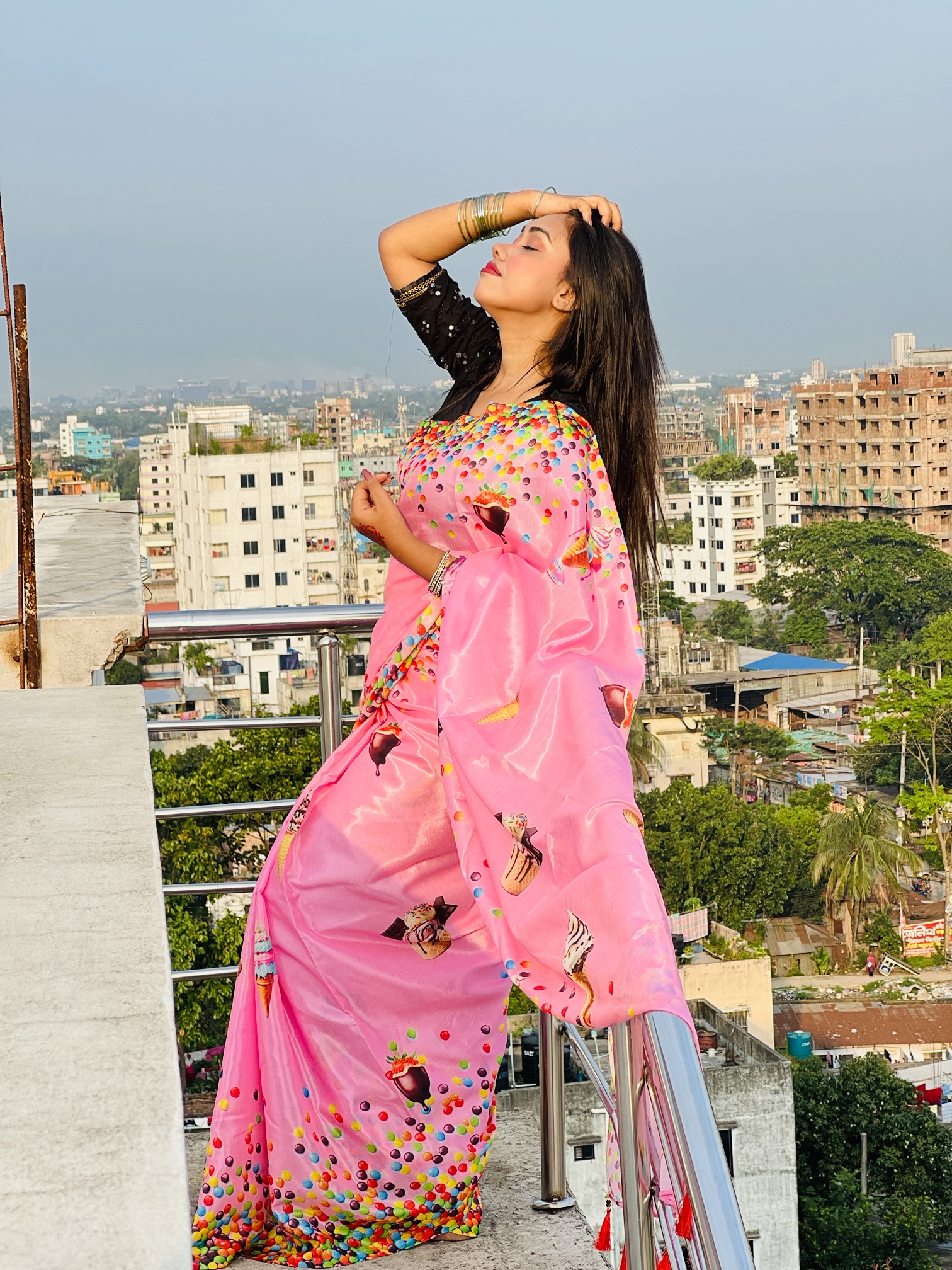 ক্যান্ডি ব্লাশ প্রিমিয়াম প্রিন্টেড শাড়ি